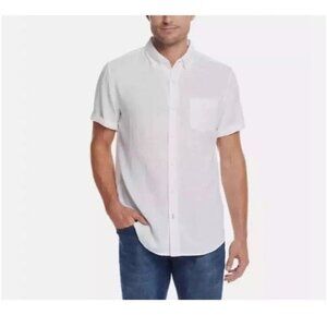 NEW Weatherproof Vintage Men's XL Original White Linen Blend Short Sleeve Shirt